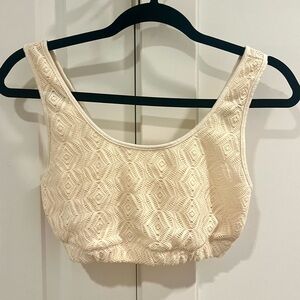 Forever 21 Cream Crochet-like Knit Crop Top